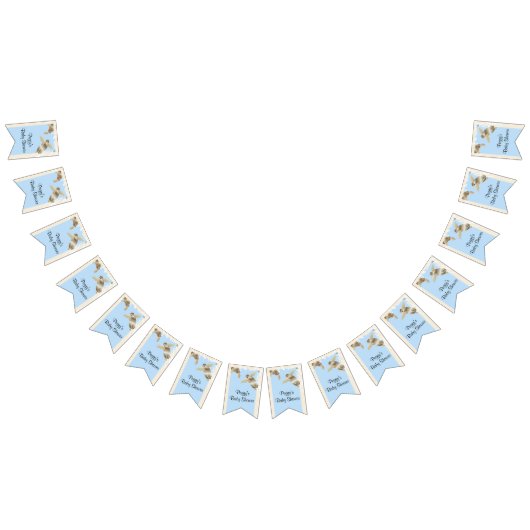 Bleu baby shower/Tortue Bébé, Bannière à queue noi (Tout)