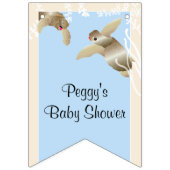 Bleu baby shower/Tortue Bébé, Bannière à queue noi (Troisième drapeau)