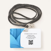 Bleu | Badge d'ID photo de l'employé du bureau den (Derrière avec lanière)