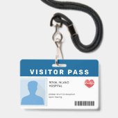Bleu | Badge d'identification de visiteur d'hôpita (Avant avec lanière)