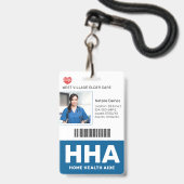 Bleu | Badge d'identification photo de l'employé m (Avant avec lanière)
