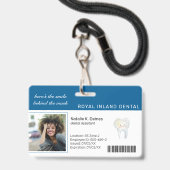 Bleu | Badge d'identification photo d'employé de c (Avant avec lanière)