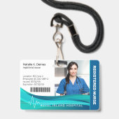 Bleu | Badge d'identification photo pour le person (Avant avec lanière)