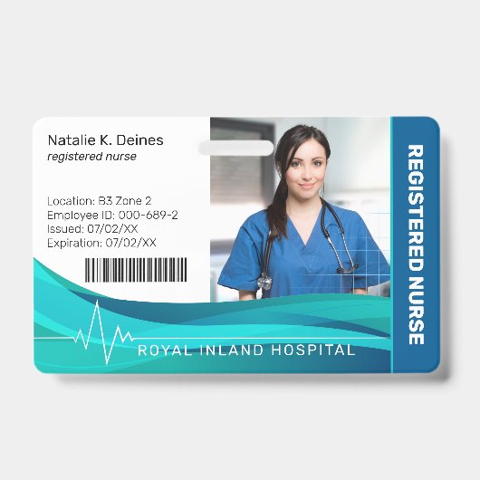 Bleu | Badge d'identification photo pour le person (Avant)