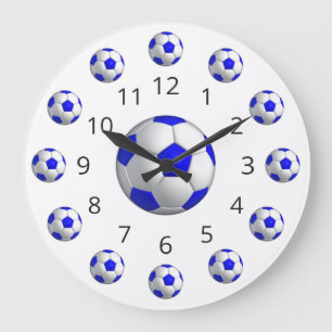 Bleu Ball Atom de football Horloge avec des nombre