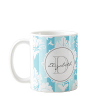 Bleu bande Damas Monogramme Mug