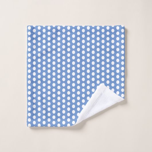 Bleu barbeau et blanc Bulles modernes Points (Gant de toilette)