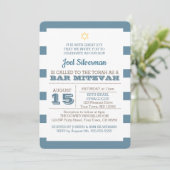 Bleu Barre Mitzvah Invitation (Debout devant)