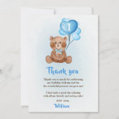 Bleu Bear Balloon Anniversaire Photo Carte de reme (Devant)