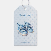 Bleu bébé chaussures cadeau étiquette (Devant)