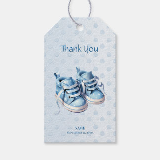 Bleu bébé chaussures cadeau étiquette