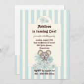 Bleu Bébé Koala Anniversaire de enfant Invitation (Devant / Derrière)