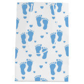 Bleu bébé pieds motif moyen sac cadeau (Dos)