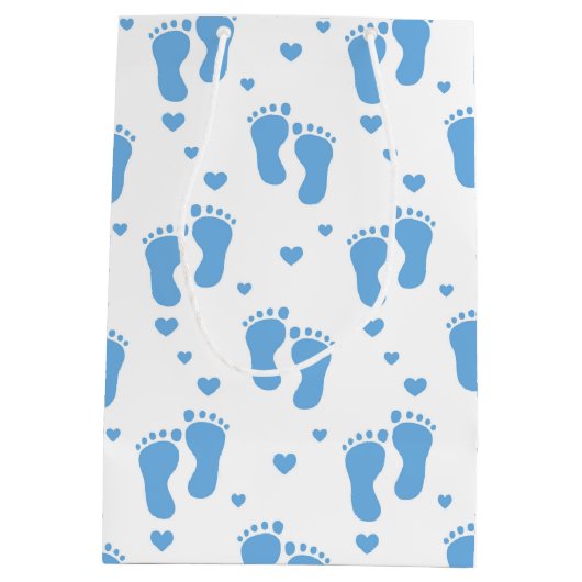 Bleu bébé pieds motif moyen sac cadeau (Dos)