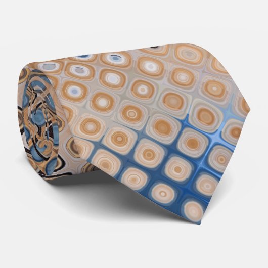 Bleu beige Abstrait points en verre Cravate Motif (Roulé)