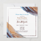 Bleu Beige Eggplant Purple Bar Mitzvah Invitation (Devant)