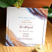 Bleu Beige Eggplant Purple Bar Mitzvah Invitation