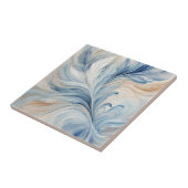 Bleu Beige Feuilles 2 Carreaux en céramique (Côté)