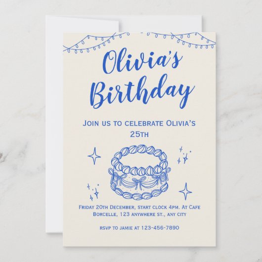 Bleu beige Invitation illustratif (Devant)