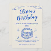 Bleu beige Invitation illustratif (Devant / Derrière)