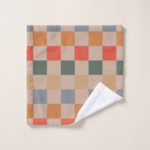 Bleu Beige Orange Brown À damiers En vichy Motif (Gant de toilette)