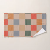 Bleu Beige Orange Brown À damiers En vichy Motif (Serviette à main)