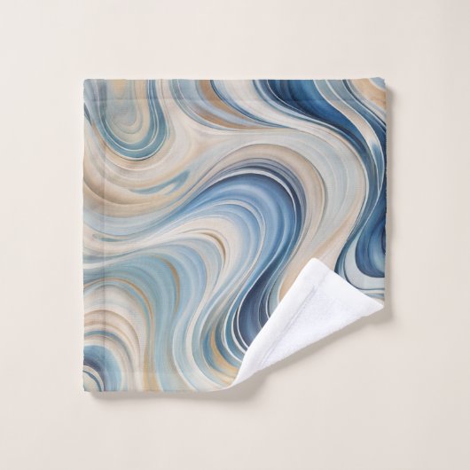 Bleu Beige vagues Serviettes de bain (Gant de toilette)