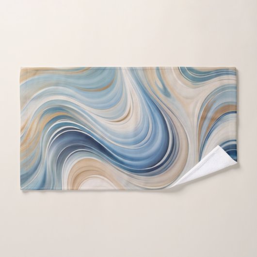 Bleu Beige vagues Serviettes de bain (Serviette à main)