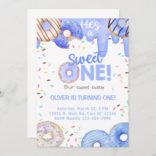 Bleu beignets, c'est un gentil invitation d'annive (Devant / Derrière)