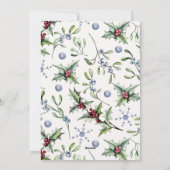 Bleu Berries Elégante Wreath Joyeuse carte de Noël (Dos)