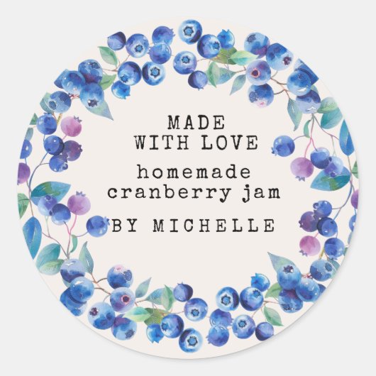Bleu-Berry Wreath Aquarelle Étiquette Canne (Devant)