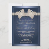 Bleu Bêtu Papillon Mariage Invitations (Devant)