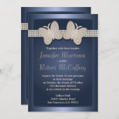 Bleu Bêtu Papillon Mariage Invitations (Devant / Derrière)