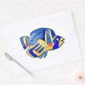 Bleu Beurre poisson Sticker ovale (Enveloppe)