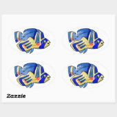 Bleu Beurre poisson Sticker ovale (Feuille)