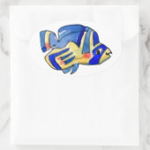 Bleu Beurre poisson Sticker ovale (Sac)