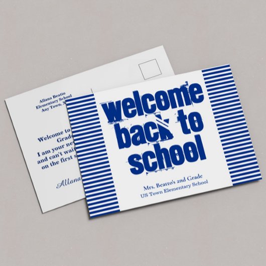 Bleu Bienvenue Retour à l'école Carte postale