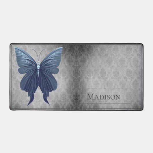 Bleu bijoux papillon Damas (Recto)