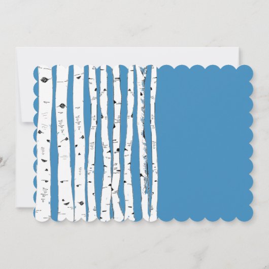Bleu Birch Inséparable Forêt Mariage Invitations (Dos)