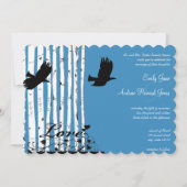 Bleu Birch Inséparable Forêt Mariage Invitations (Devant)