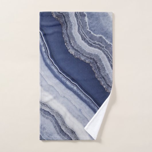 Bleu blanc Agate Marbre (Serviette à main)