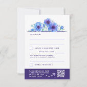 Bleu blanc anémone floral mariage QR réponse RSVP (Dos)