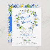 Bleu Blanc Bleu Fleur Douche nuptiale Invitation (Devant / Derrière)