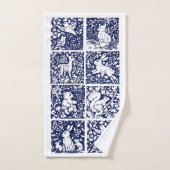 Bleu Blanc Bois Animaux Forêt Renard Lapin Ours (Serviette à main)