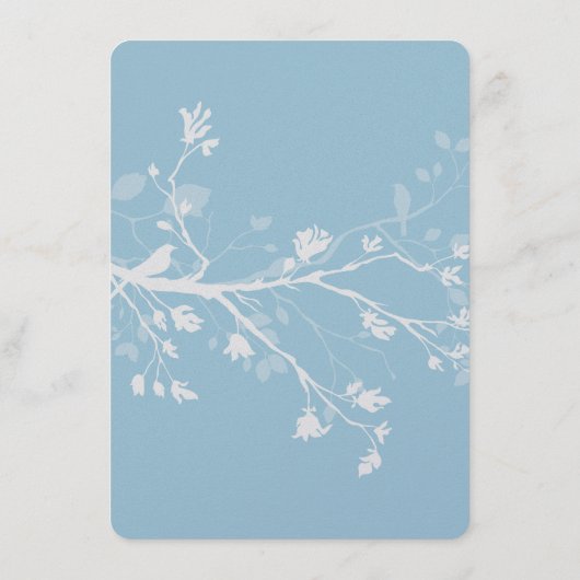 Bleu blanc Branches Mariage Menu (Dos)