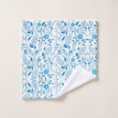 Bleu blanc broderie florale style Motif (Gant de toilette)