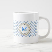 Bleu blanc Chevron Motif Mug (Droite)