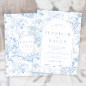 Bleu blanc Chinoiserie classique faire-part de mar