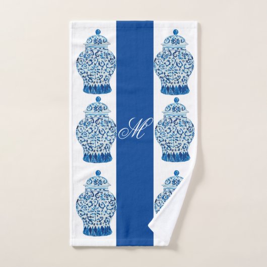 Bleu blanc Chinoiserie Ginger Jar Jars  (Serviette à main)