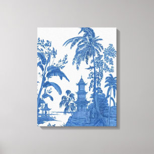 Bleu Blanc Chinoiserie Mur Art Décor toile Imprime
